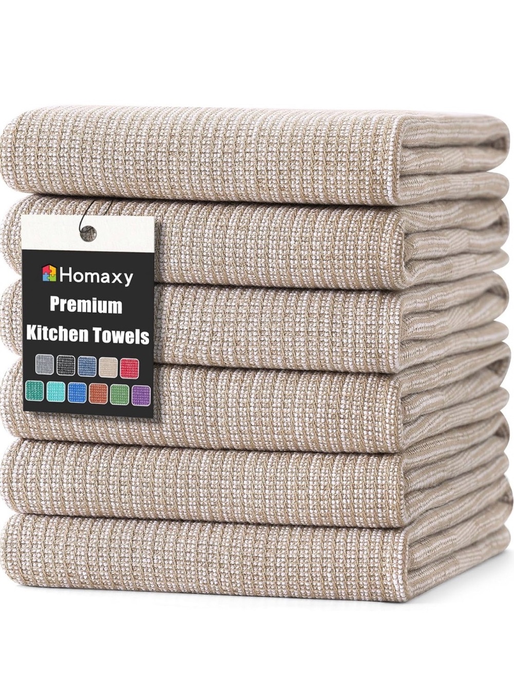 NWT 6 pack Kitchen Waffle Weave Dish Towels - Beige - Picture 1 of 10